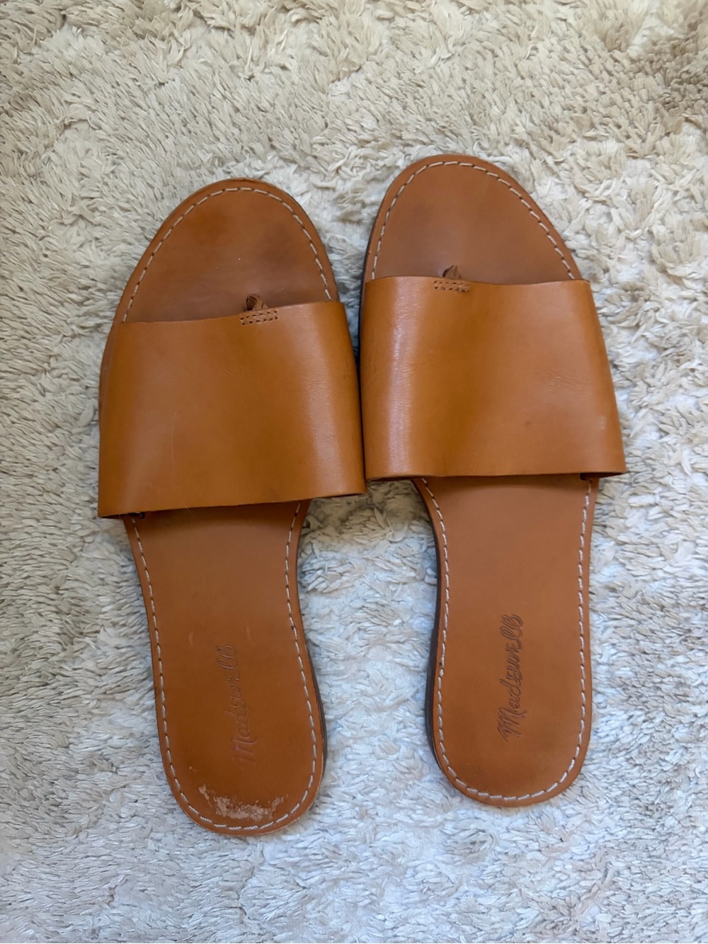 Madewell Tan Leather Slide Sandals